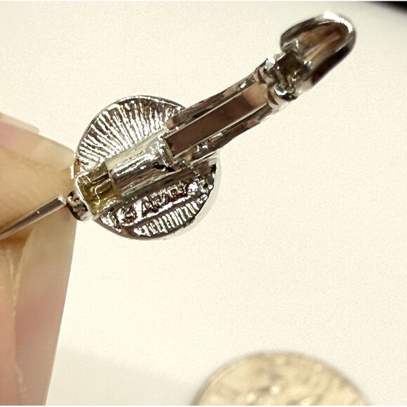 Monet Silver Tone CZ Solitaire Choker Necklace & Leverback Earrings Set Signed - Picture 9 of 10